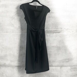 Black Sleeveless Work or Cocktail Dress with Tie Waist